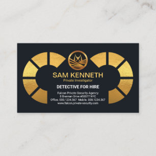Gold Binocles Gold Falcon Private Investigator Visitekaartje