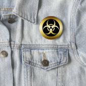 GOLD BIO-HARZARD SYMBOL RONDE BUTTON 5,7 CM (In situ)