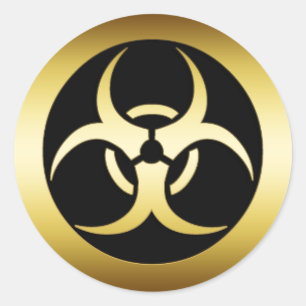 GOLD BIO-HARZARD SYMBOL RONDE STICKER
