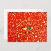 Gold Bird Couple Robin One I Love Winter Kerstwint Briefkaart (Voorkant / Achterkant)