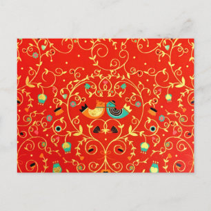 Gold Bird Couple Robin One I Love Winter Kerstwint Briefkaart