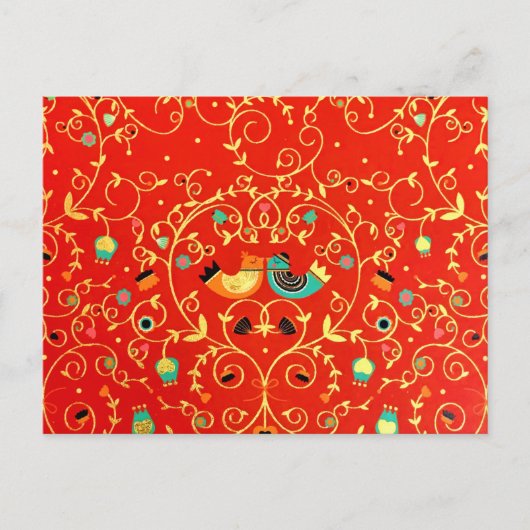 Gold Bird Couple Robin One I Love Winter Kerstwint Briefkaart (Voorkant)