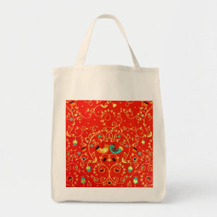 Gold Bird Couple Robin One I Love Winter Kerstwint Tote Bag