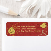 Gold Bird en Ornament Return Address Labels (Insitu)