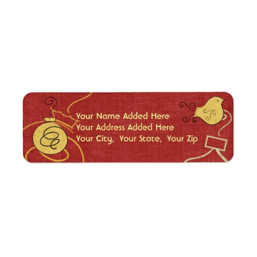 Gold Bird en Ornament Return Address Labels (Voorkant)