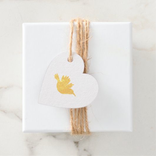 Gold Bird Heart Bedankjes Labels (Met doos)
