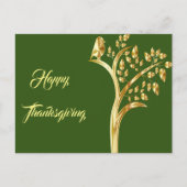 Gold Bird Tree Herfst Happy Thanksgiving Fun Feestdagenkaart (Voorkant)