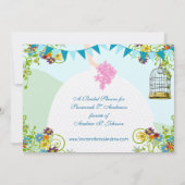 Gold Birdcage Bunting Garden Vrijgezellenfeest Inv Kaart (Achterkant)