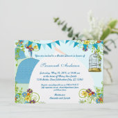 Gold Birdcage Bunting Garden Vrijgezellenfeest Inv Kaart (Staand voorkant)