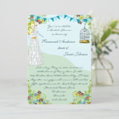 Gold Birdcage Bunting Garden Vrijgezellenfeest Inv Kaart (Staand voorkant)