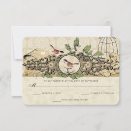 Gold Birdcage Damask Acorn Tortelduifjes RSVP