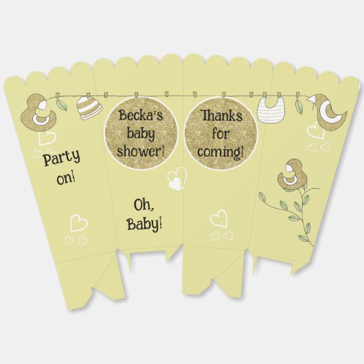 Gold Birds Baby shower Favor Boxes Bedankdoosjes (Ongevouwen)
