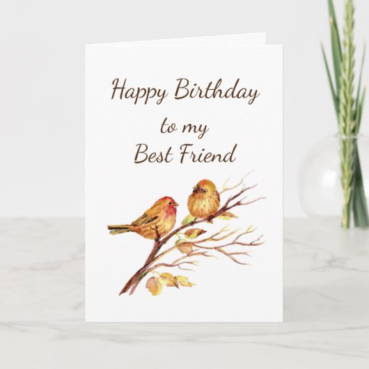 Gold Birds Best Friend Friendship Birthday Kaart (Voorkant)