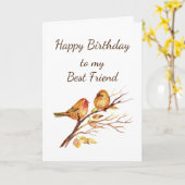 Gold Birds Best Friend Friendship Birthday Kaart (Gele Bloem)