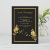 Gold Birds Invitation Kaart (Staand voorkant)