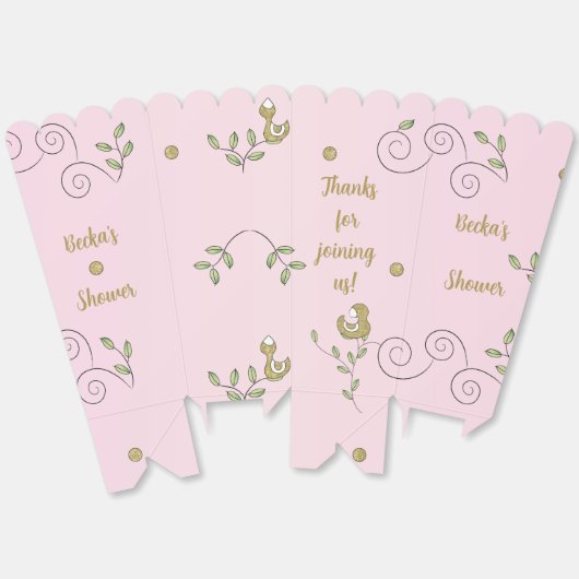 Gold Birds Roze Baby shower Bedankdoosjes (Ongevouwen)