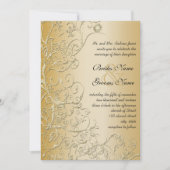 Gold Birds & Swirls Black Font Huwelijksuitnodigin Kaart (Voorkant)