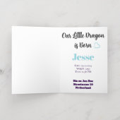 Gold birth card, boy, Dragon, pixel art.  Folie Feestdagenkaart (Binnenlaag)