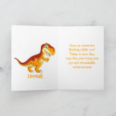 Gold Birthday Dinosaur Kaart (Binnen)