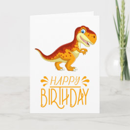 Gold Birthday Dinosaur Kaart