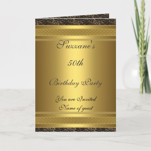 Gold Birthday Party Invitation 50-jarig (Voorkant)