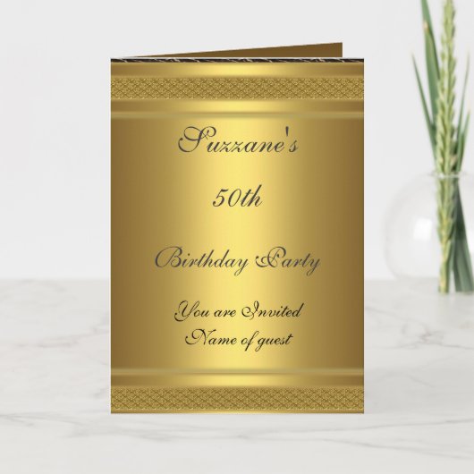 Gold Birthday Party Invitation 50-jarig (Voorkant)