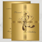 Gold Birthday Party Popular Kaart (Voorkant / Achterkant)