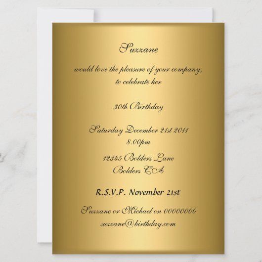 Gold Birthday Party Popular Kaart (Achterkant)