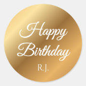 Gold Birthday Sticker | Custom Monogram Label (Voorkant)