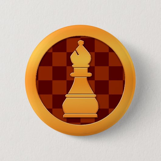 Gold Bishop Chess Piece Ronde Button 5,7 Cm (Voorkant)
