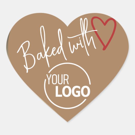 Gold Bked with Love Homemade Baking Logo Sjabloon Hart Sticker (Voorkant)