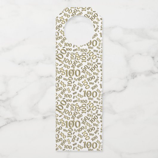 Gold/Black100th Birthday Party Flessenhanger (Achterkant)