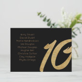 Gold Black 10-tafelnummer Wedding-kaart Bedankkaart (Staand voorkant)