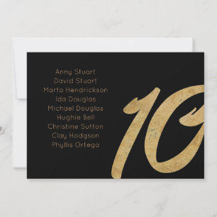Gold Black 10-tafelnummer Wedding-kaart Bedankkaart