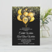 Gold Black 10th Wedding Jubileum Uitnodiging (Staand voorkant)