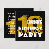 GOLD BLACK 18th Birthday Party 18 Year Old V10A Kaart (Voorkant / Achterkant)