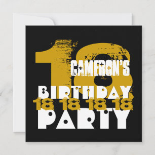 GOLD BLACK 18th Birthday Party 18 Year Old V10A Kaart