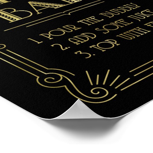 Gold Black 1920s Art Deco Mimosa Bar Wedding Poster (Hoek)