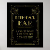 Gold Black 1920s Art Deco Mimosa Bar Wedding Poster (Voorkant)