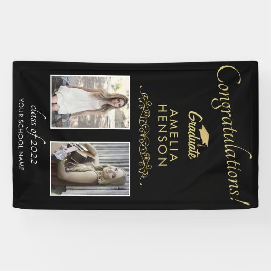 Gold Black 2022 Afstuderen 2 fotograaf Spandoek (Horizontaal)