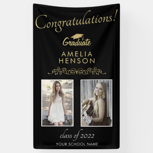Gold Black 2022 Afstuderen 2 fotograaf Spandoek (Verticaal)