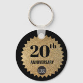 Gold Black 20th anniversary Employee Gift Logo Sleutelhanger (Achterkant)