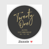 Gold & Black 21e verjaardag feestdag - Hartelijk d Sticker (Vel)