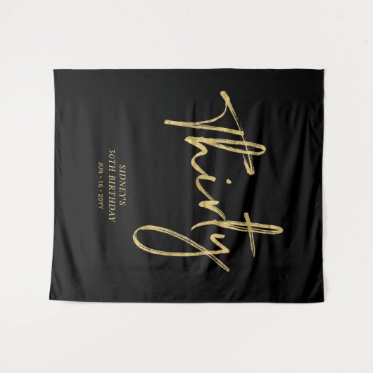 Gold & Black 30th Birthday Party Backdrop Wandkleed (Voorkant (horizontaal))