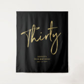 Gold & Black 30th Birthday Party Backdrop Wandkleed (Voorkant)