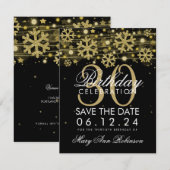Gold Black 30th Birthday Save Date Winter Save The Date (Voorkant / Achterkant)