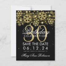 Gold Black 30th Birthday Save Date Winter