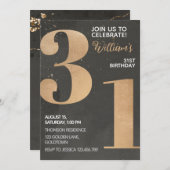 Gold Black 31st Birthday Invitation Kaart (Voorkant / Achterkant)
