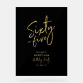 Gold & Black 40 65e verjaardagsfeest welkom Acryl Bord (Voorkant)