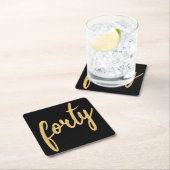 Gold Black 40-jarige feestdag Glitter "40" Kartonnen Onderzetters (Insitu)